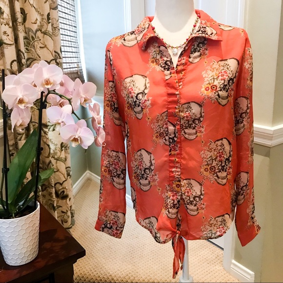 Love Culture Tops - Beautiful Skull Floral Blouse